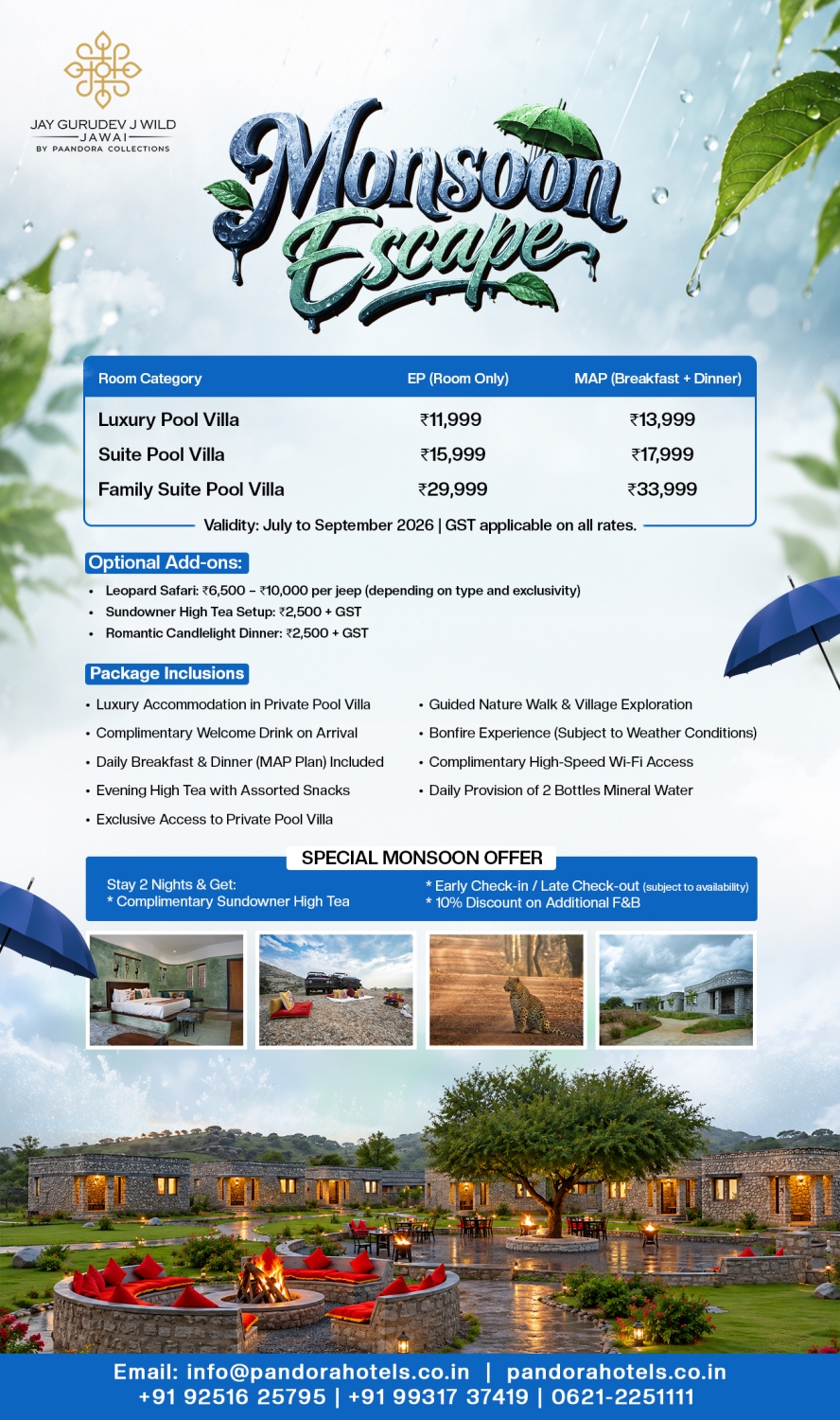 Jwild Jawai Monsoon Package